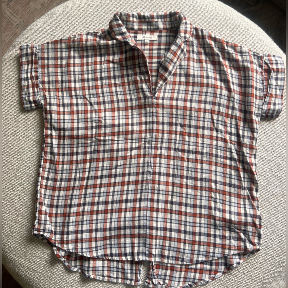 Madewell Women’s XSmall Oversized Red and Blue Checkered Shirt